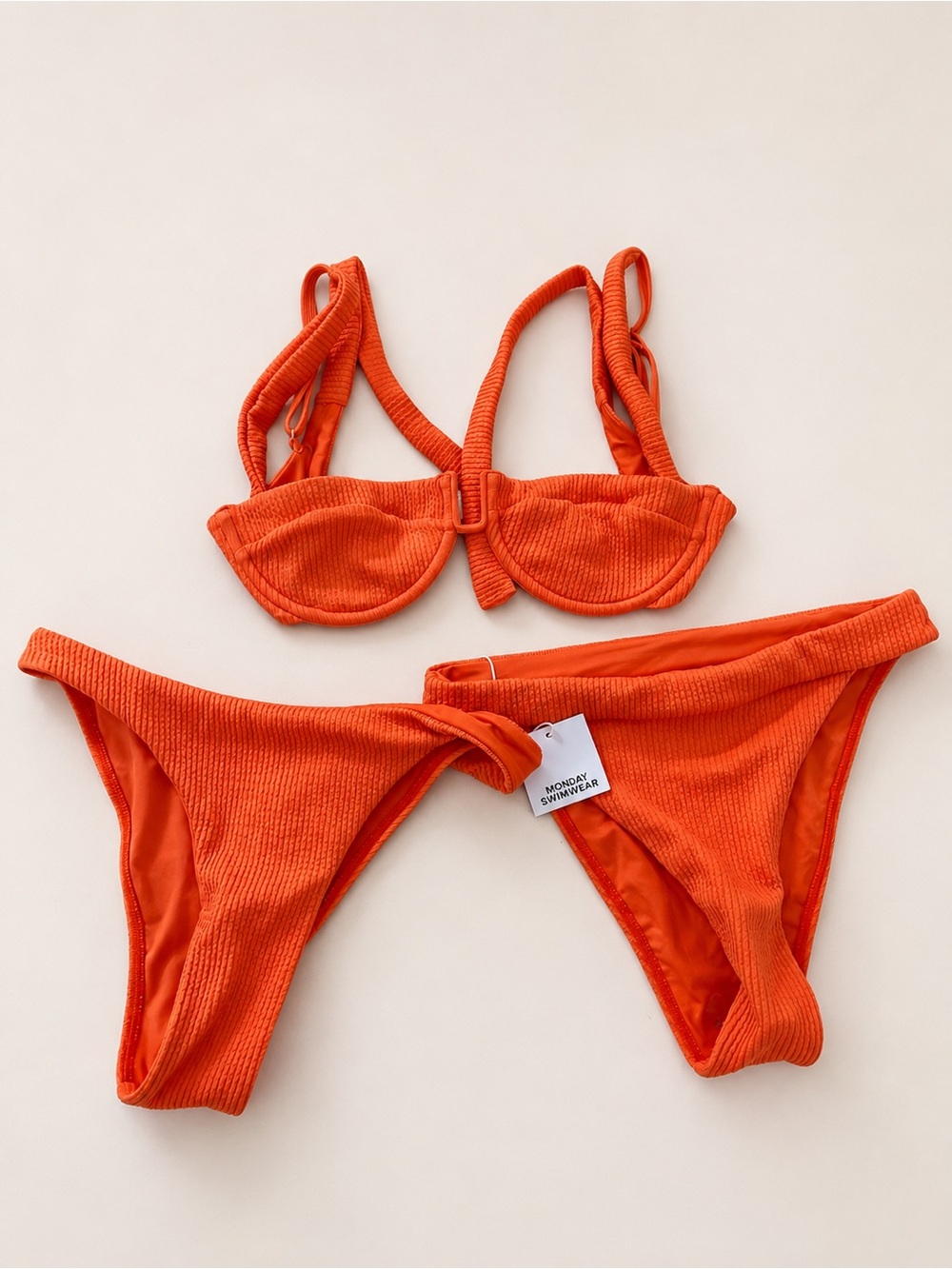 Monday Swimwear Orange Ribbed Underwire Bikini